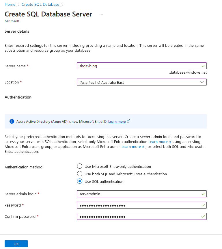 create azure create server